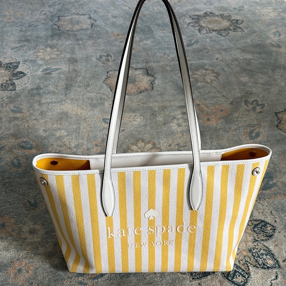 kate spade Handbags - Kate Spade Street Tote ✨ Yellow & White Summer Stripes
